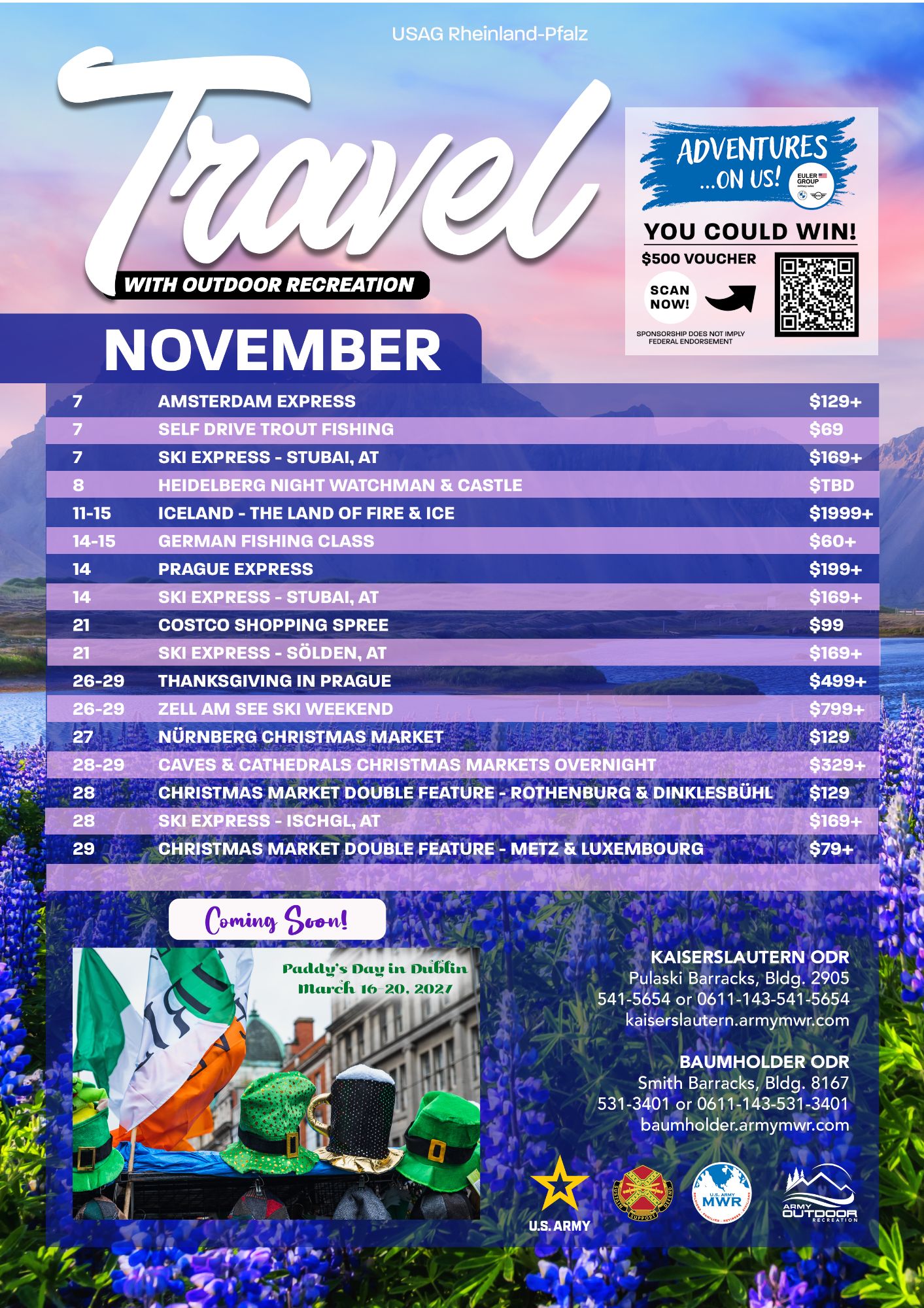 November Trips Calendar
