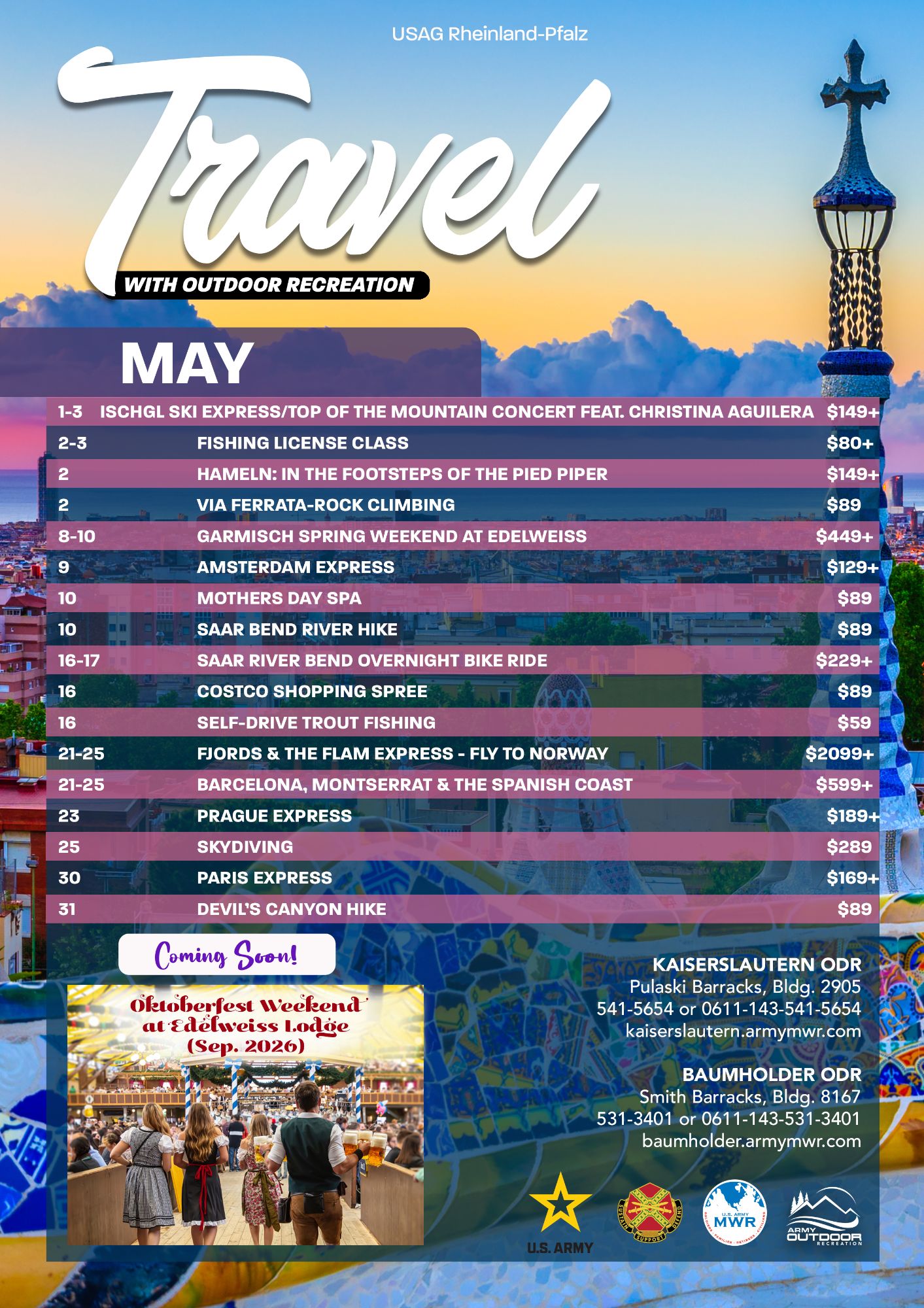 May Trips Calendar