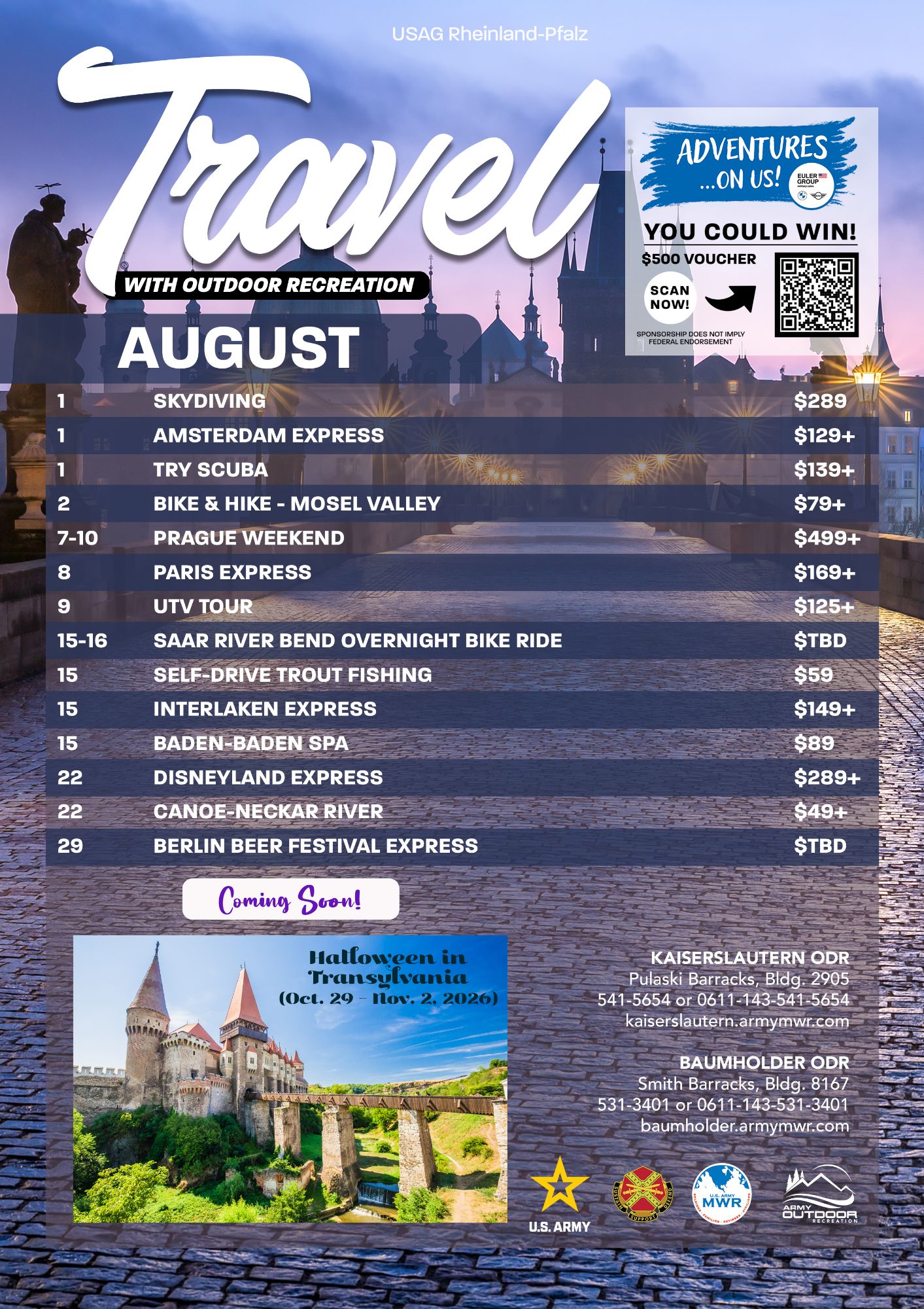 August Trips Calendar