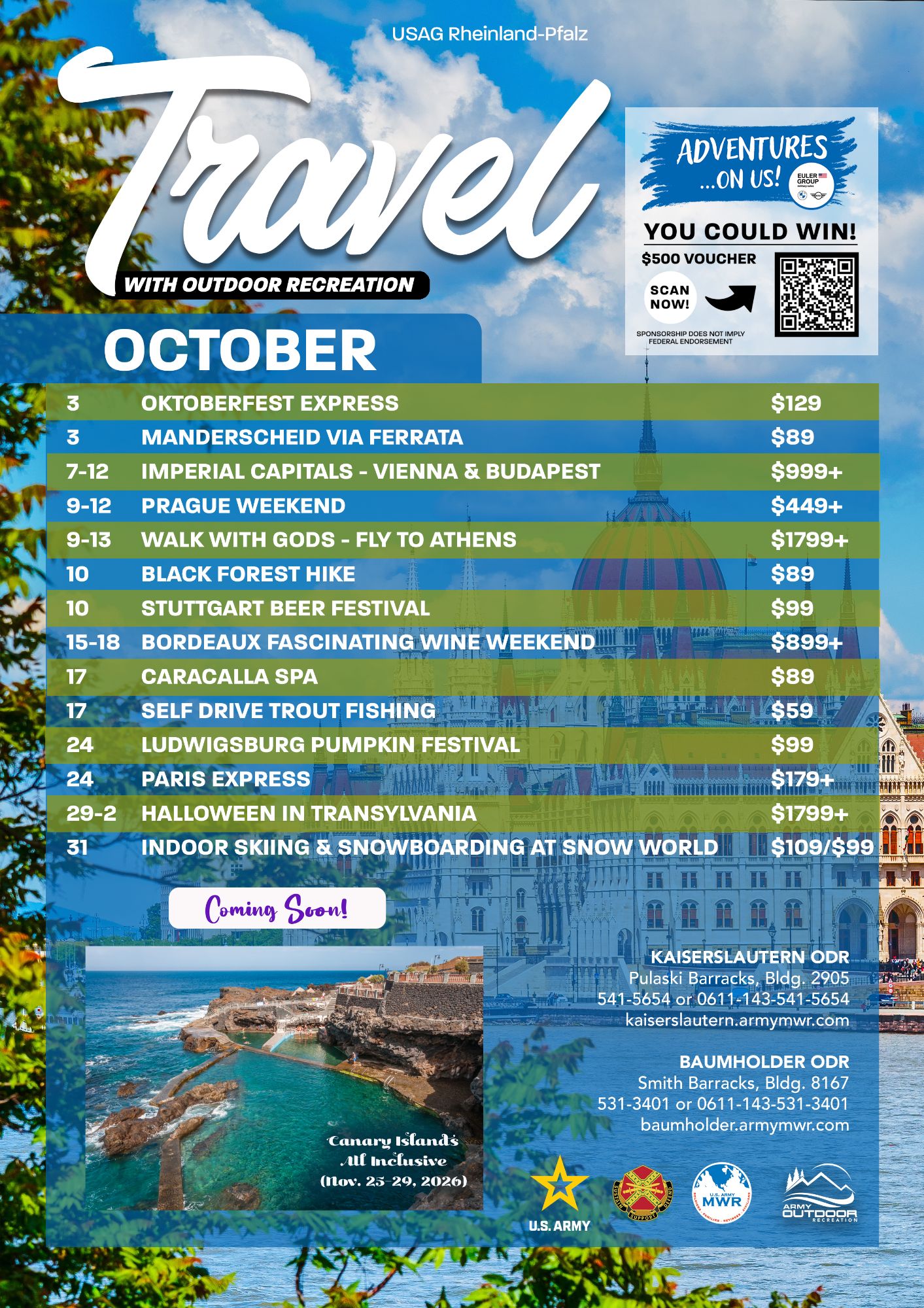 October Trips Calendar