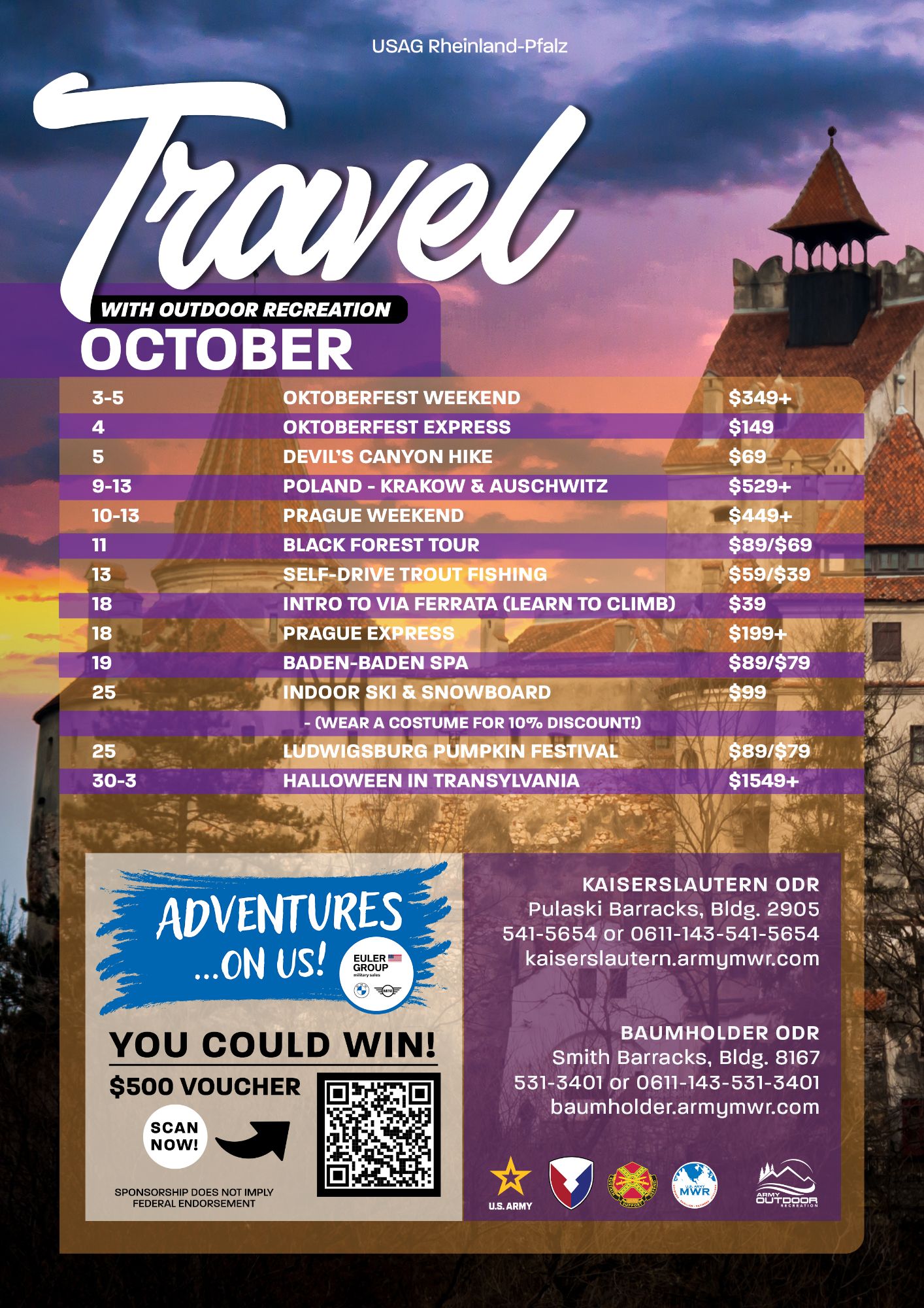 October Travel Calendar
