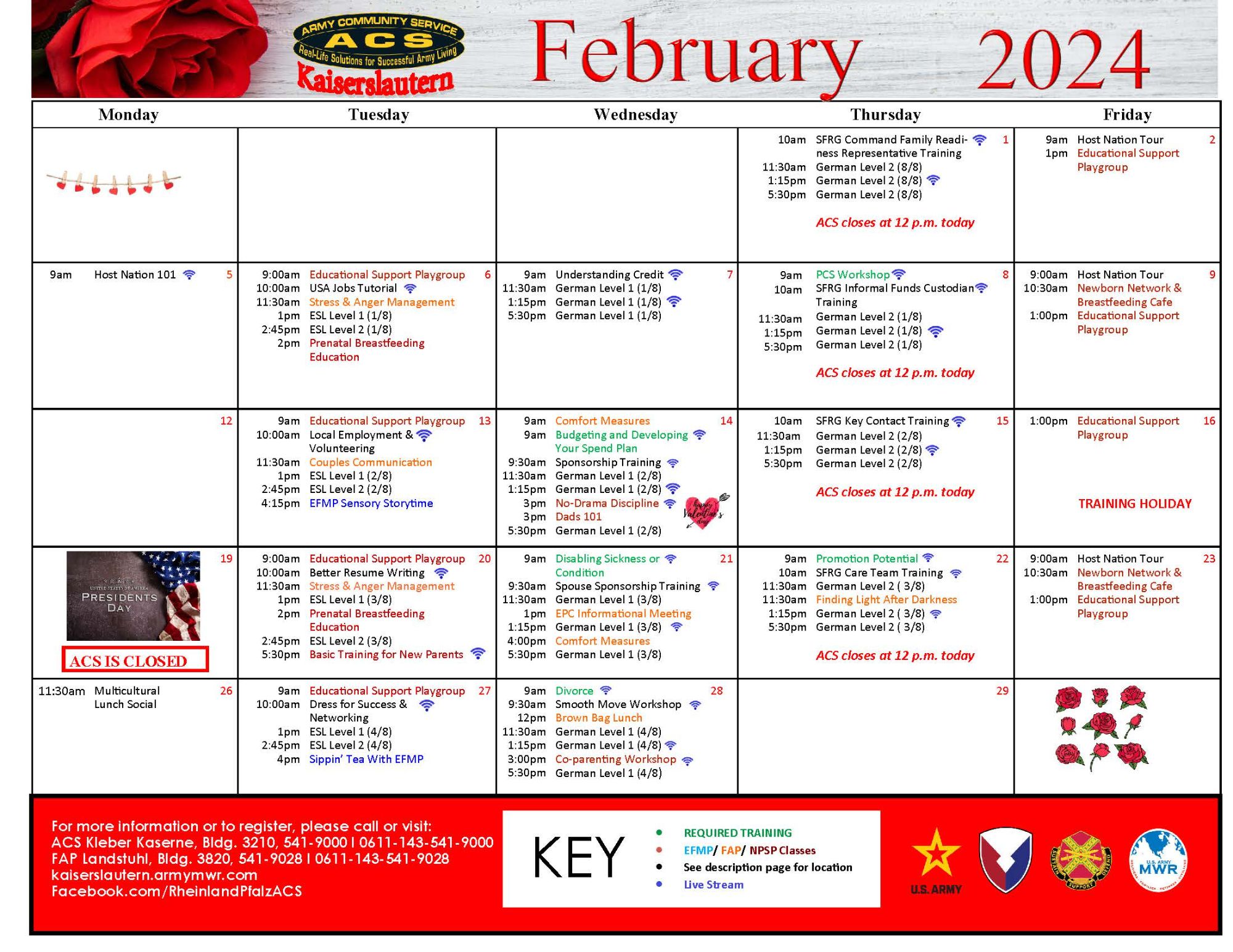 ACS Monthly Calendar Kaiserslautern US Army MWR